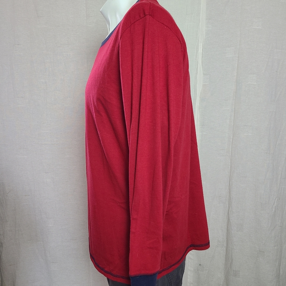 Original Weatherproof Vintage Men's XL Pajama Top Red Navy Cotton Long Sleeves - Picture 4 of 13